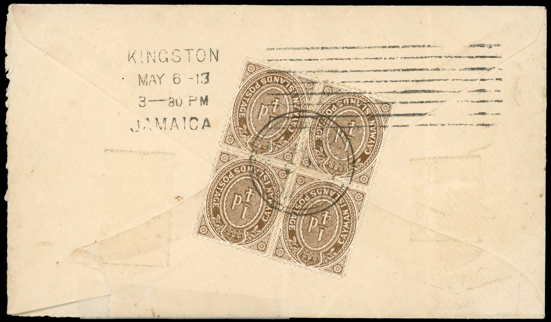 1913 Block of four of the ¼d brown issues...