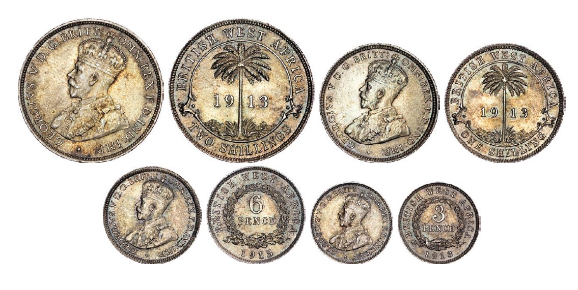 British West Africa, George V (1910-1936), silver Specimen set (4), 1913 - rare