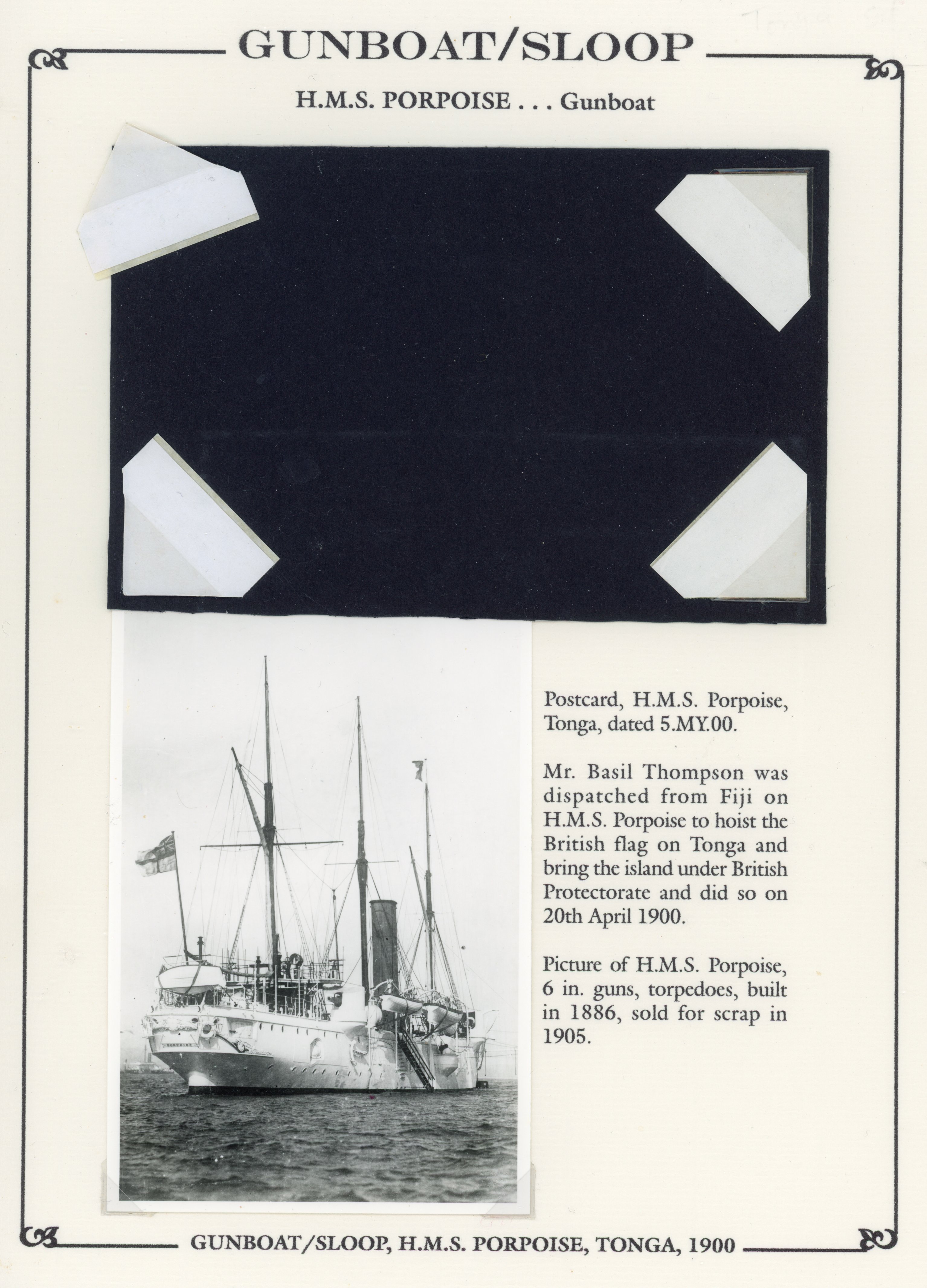 Tonga 1900 postcard from HMS Porpoise to Portsmouth