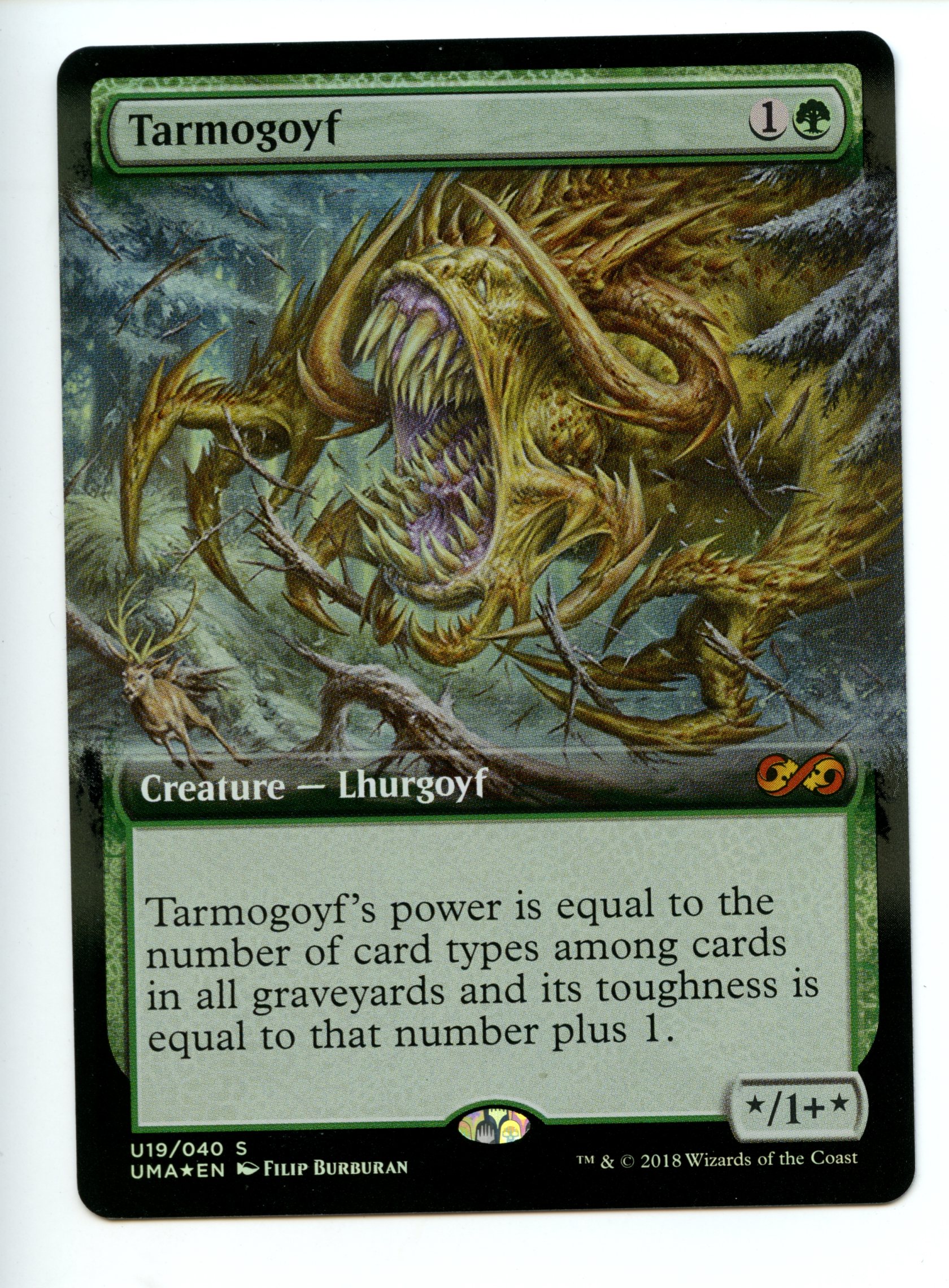 Magic the Gathering - Tarmogoyf Extended Art Foil - Ultimate Masters - Near Mint