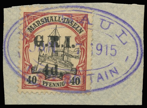 1914 Marshall Is 4d on 40pf black and...