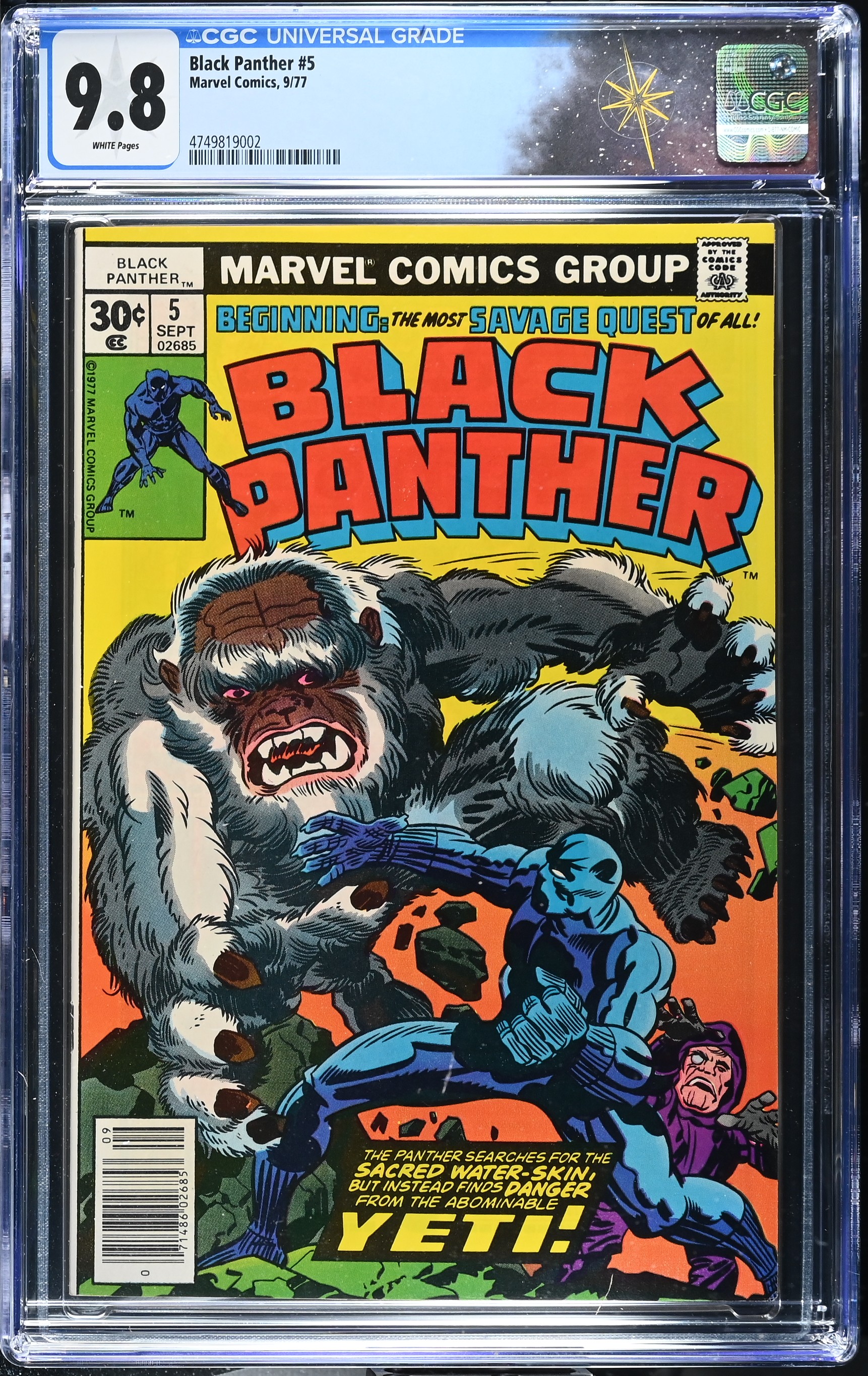 Black Panther #5 CGC 9.8 Highest Grade on the Census (Marvel Comics, 1977) White Pages