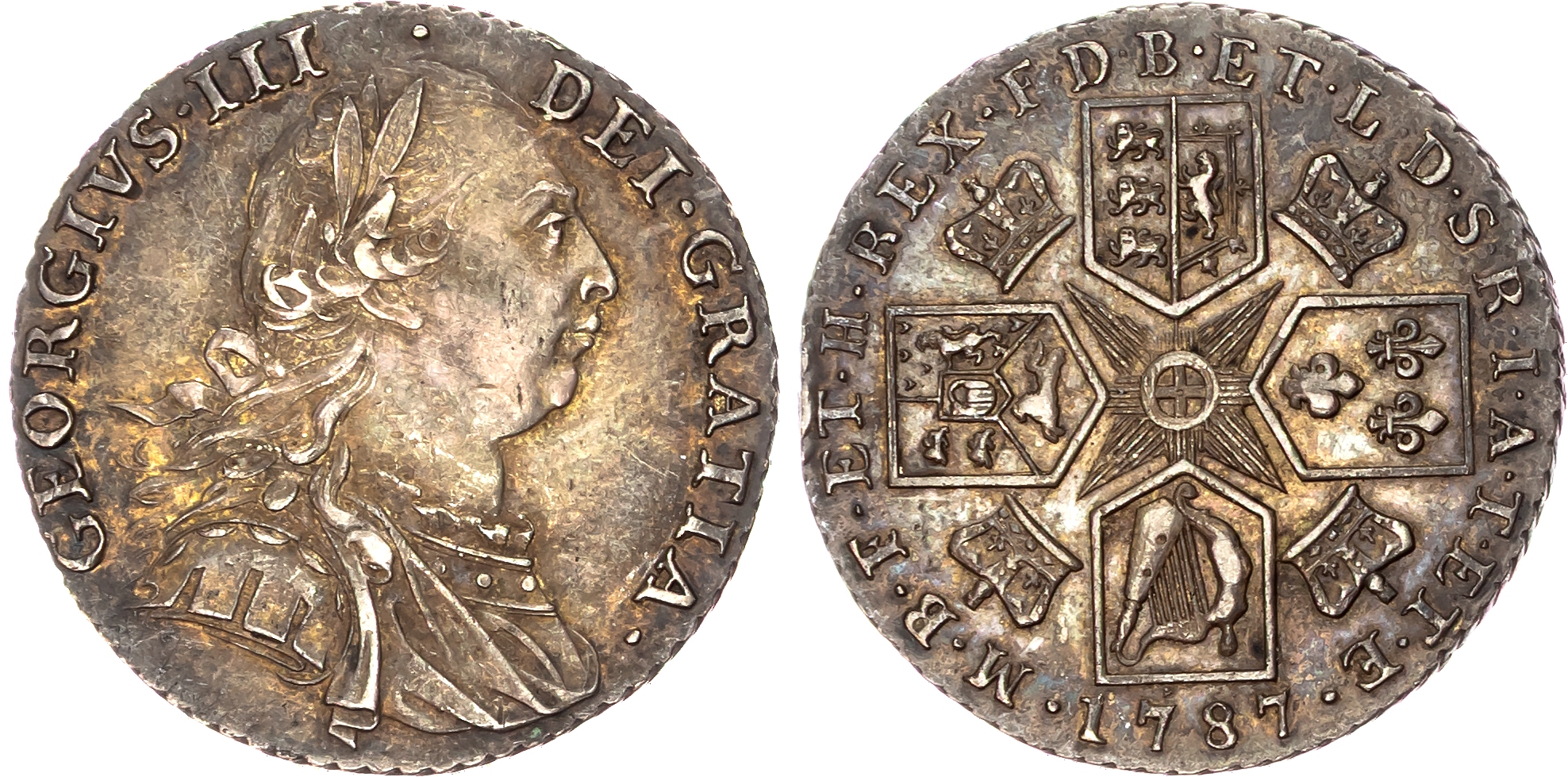 George III (1760-1820) Shillings (2) and Sixpence (1).