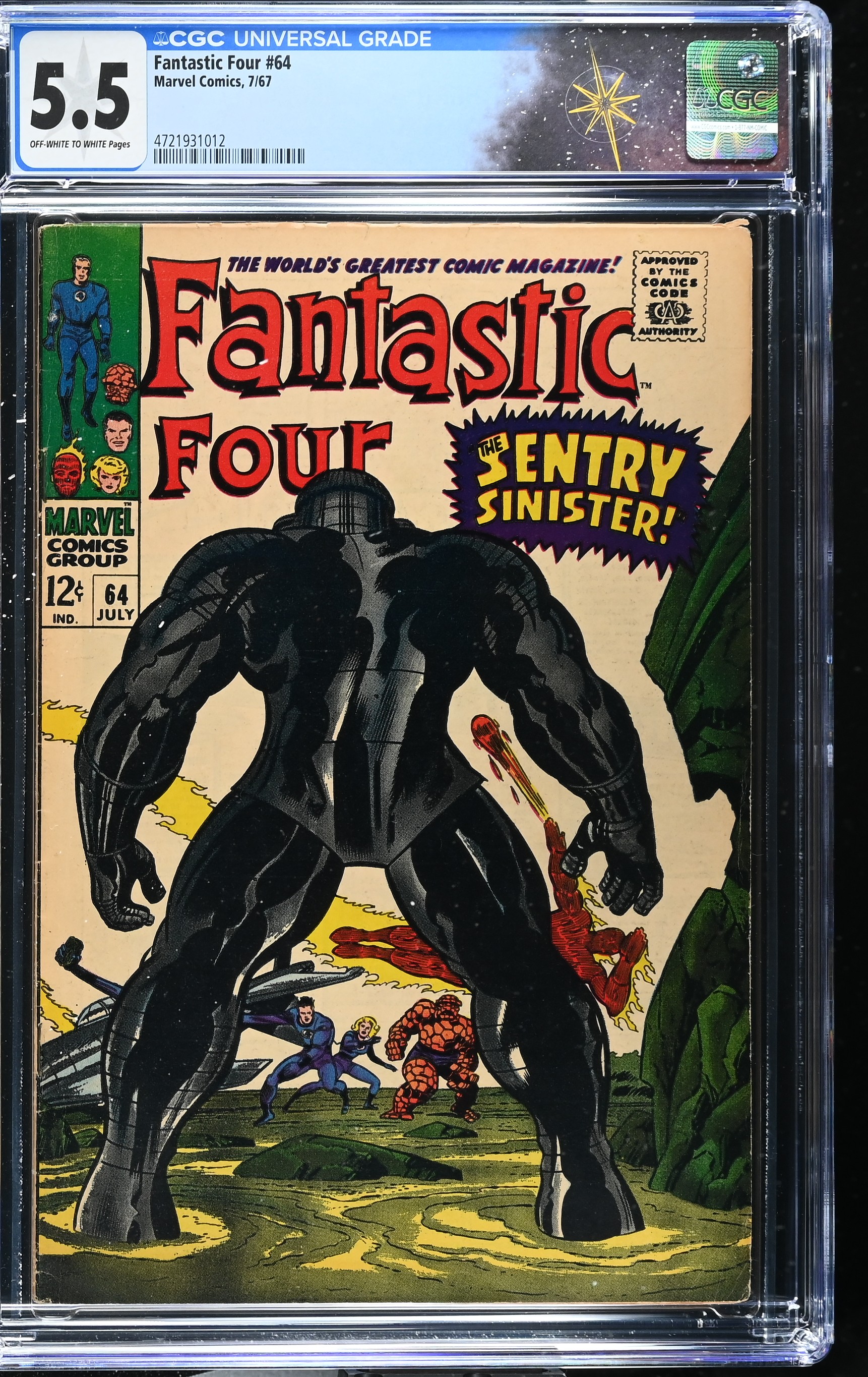 Fantastic Four #64 CGC 5.5 1st Appearance of the Kree Sentry (Marvel Comics, 1967) Off-White to White Pages
