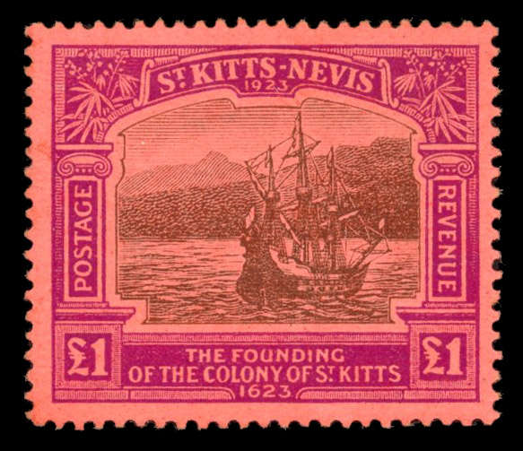 St Kitts-Nevis SG60 1923 Tercentenary £1 unmounted mint