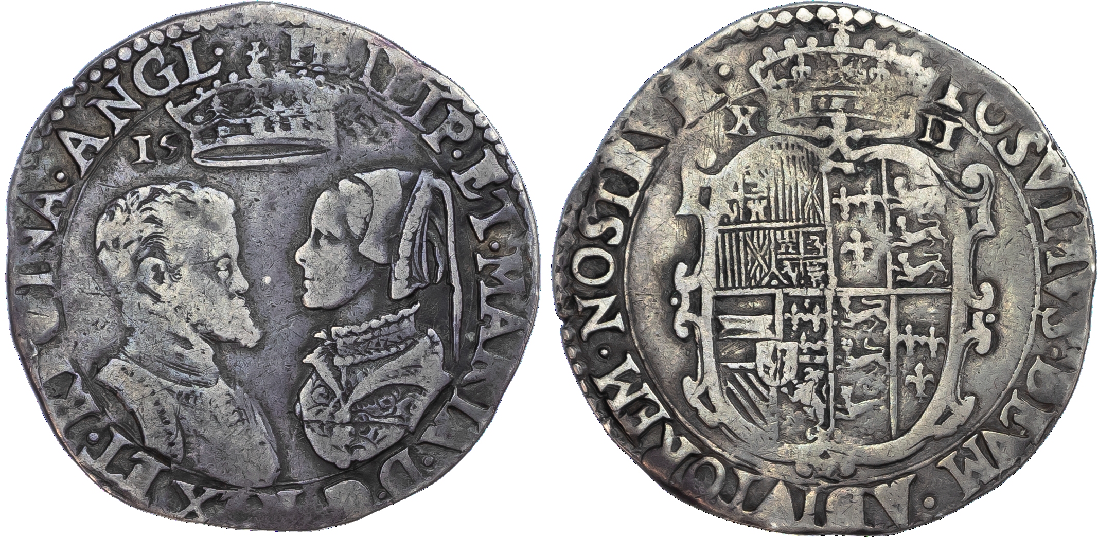 Philip and Mary (1554‑58), Shilling, 1555.
