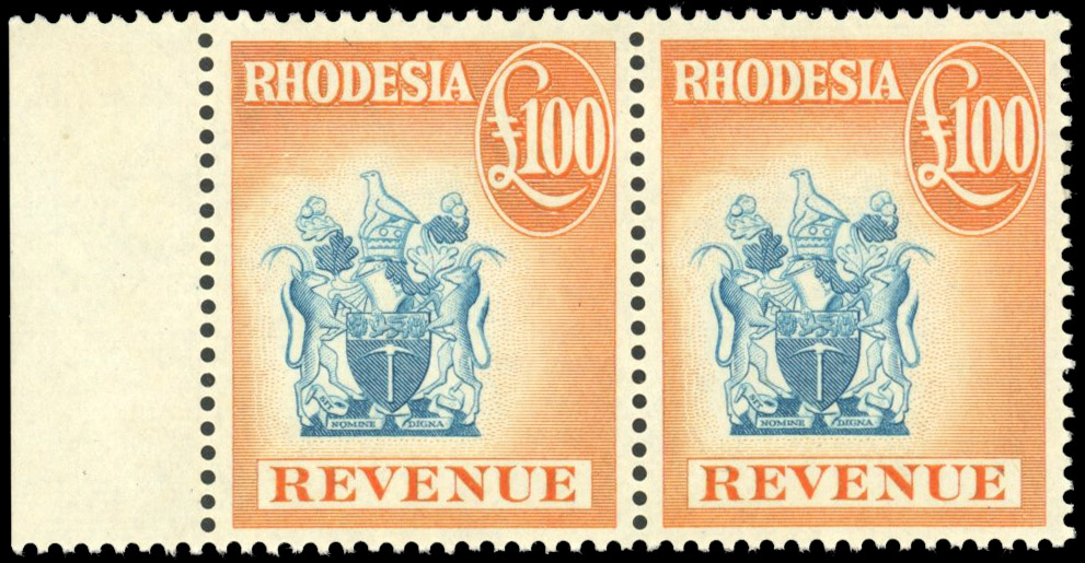 Rhodesia Revenue 1966 £100 pair mint