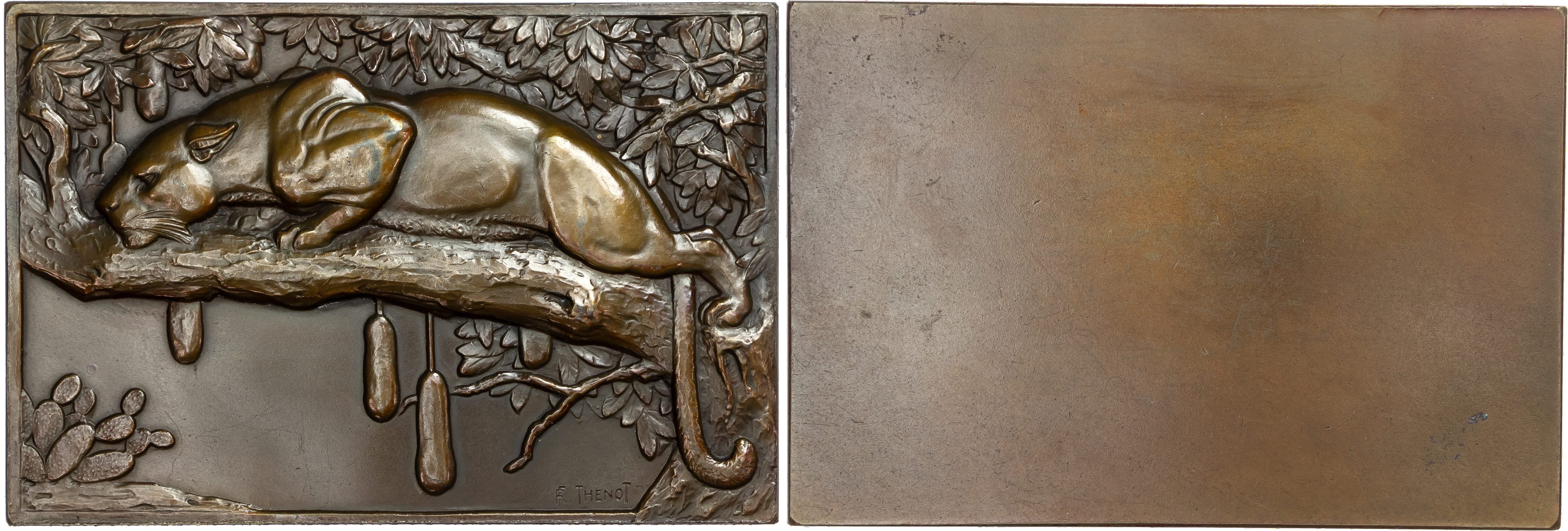France, Leopard, uniface “Metal F” plaquette, 1936