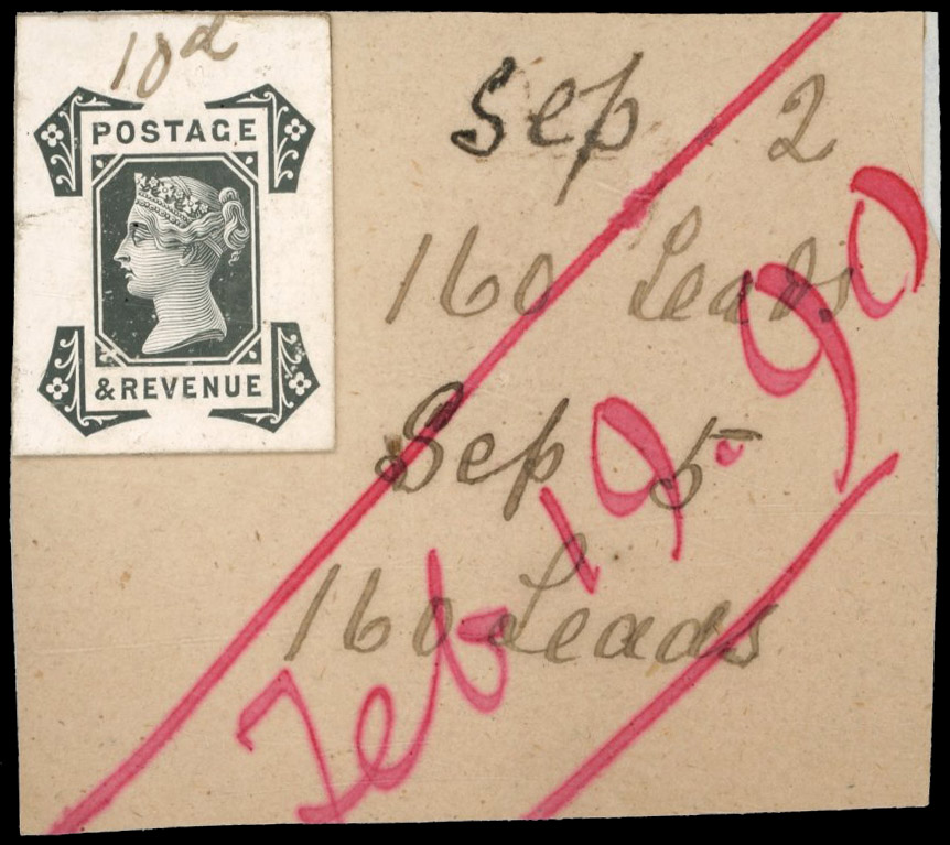 GB 1887-92 10d head Plate stamp-sized die proof on DLR striking book piece, For SG 210