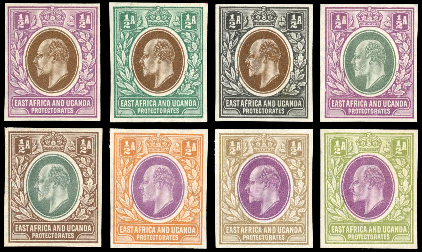 East Africa & Uganda 1903-4 ½a colour trials in unissued colours