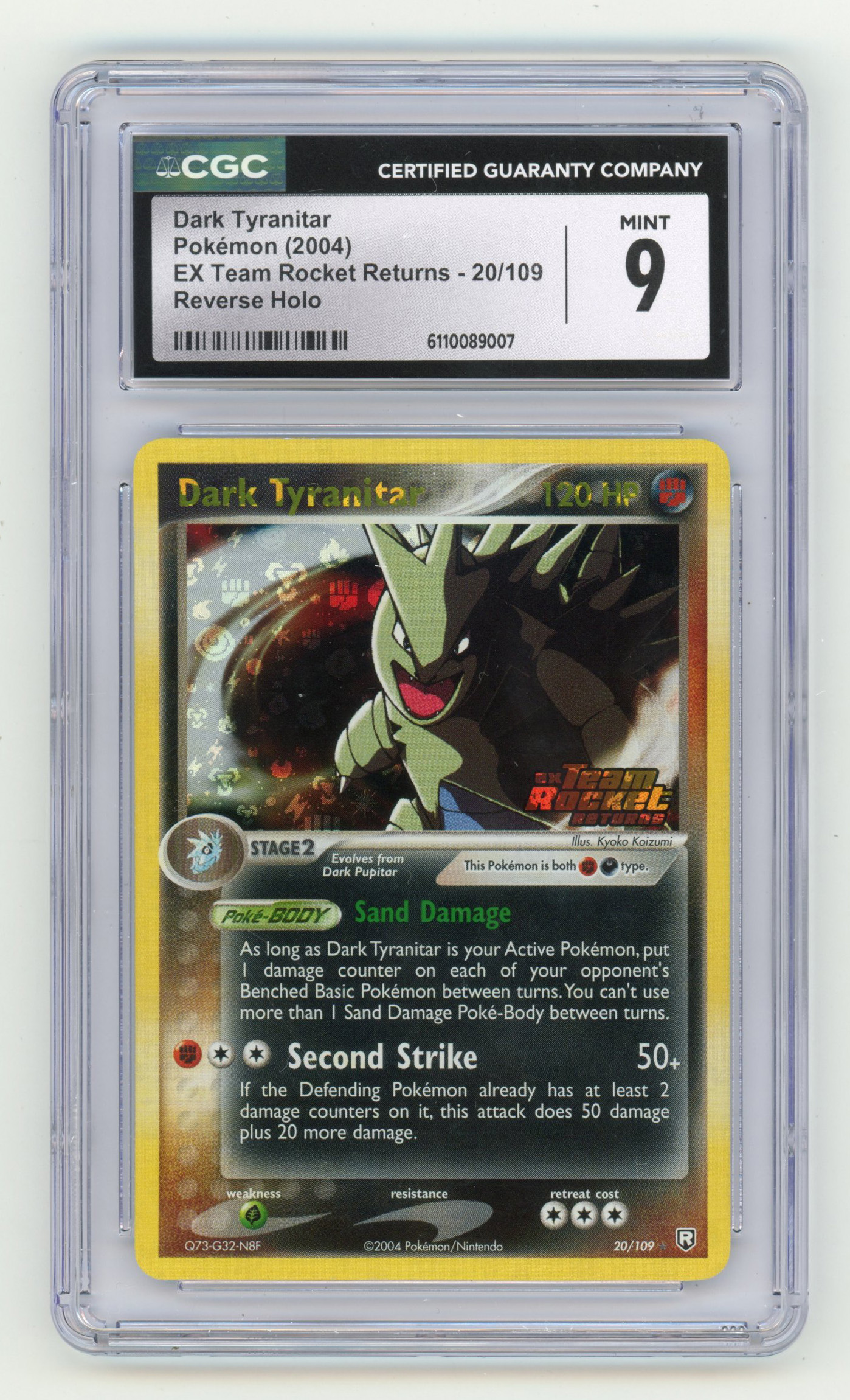 CGC 9 Dark Tyranitar #20 Reverse Holo - EX Team Rocket Returns