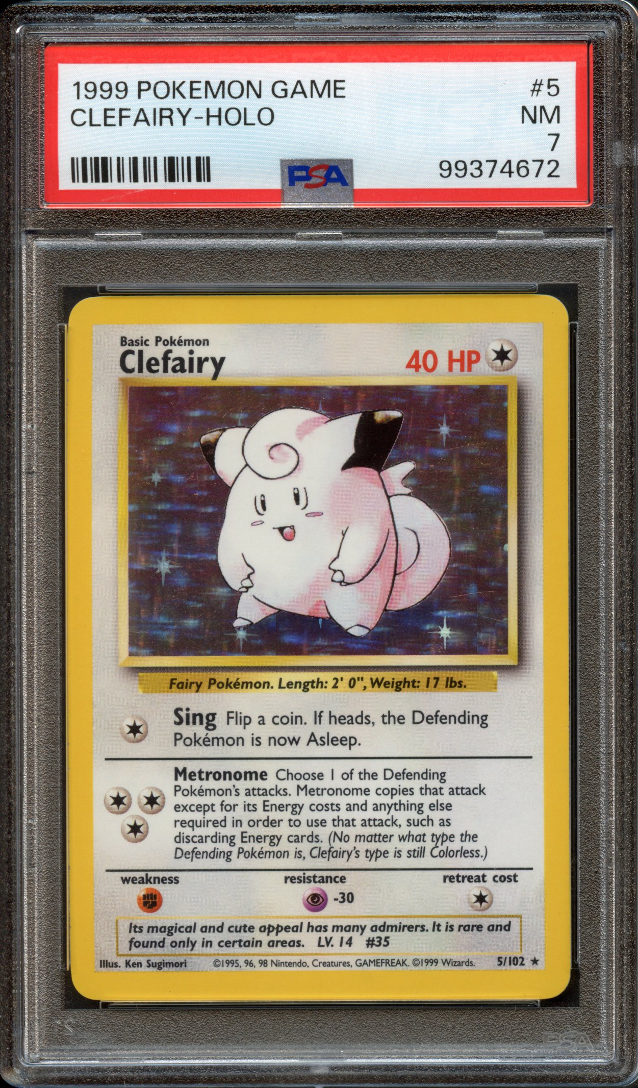 PSA 7 Clefairy Holo #5 - Base Set Unlimited 1999