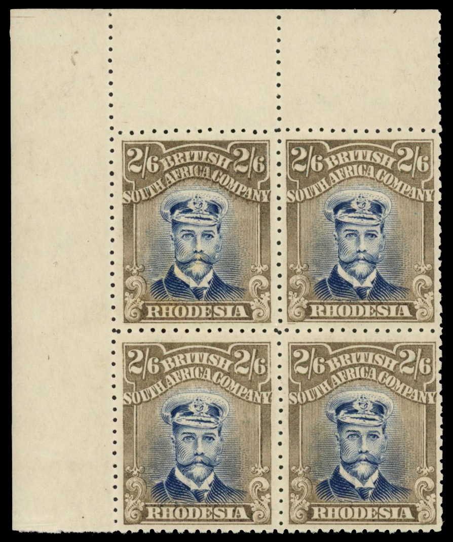 Rhodesia 2/6d SG 302 corner block mint