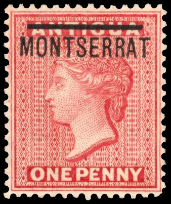 Montserrat 1883 1d red, with variety watermark reversed, mint, SG 6x