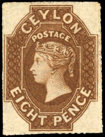 Ceylon SG 32 1861-64 8d brown rough perf 14 to 15 mint