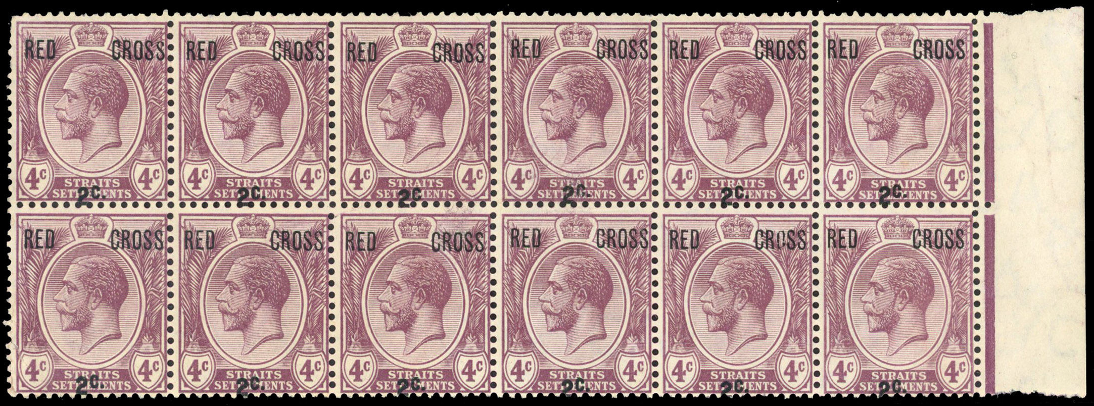 Straits Settlements SG 217a block mint