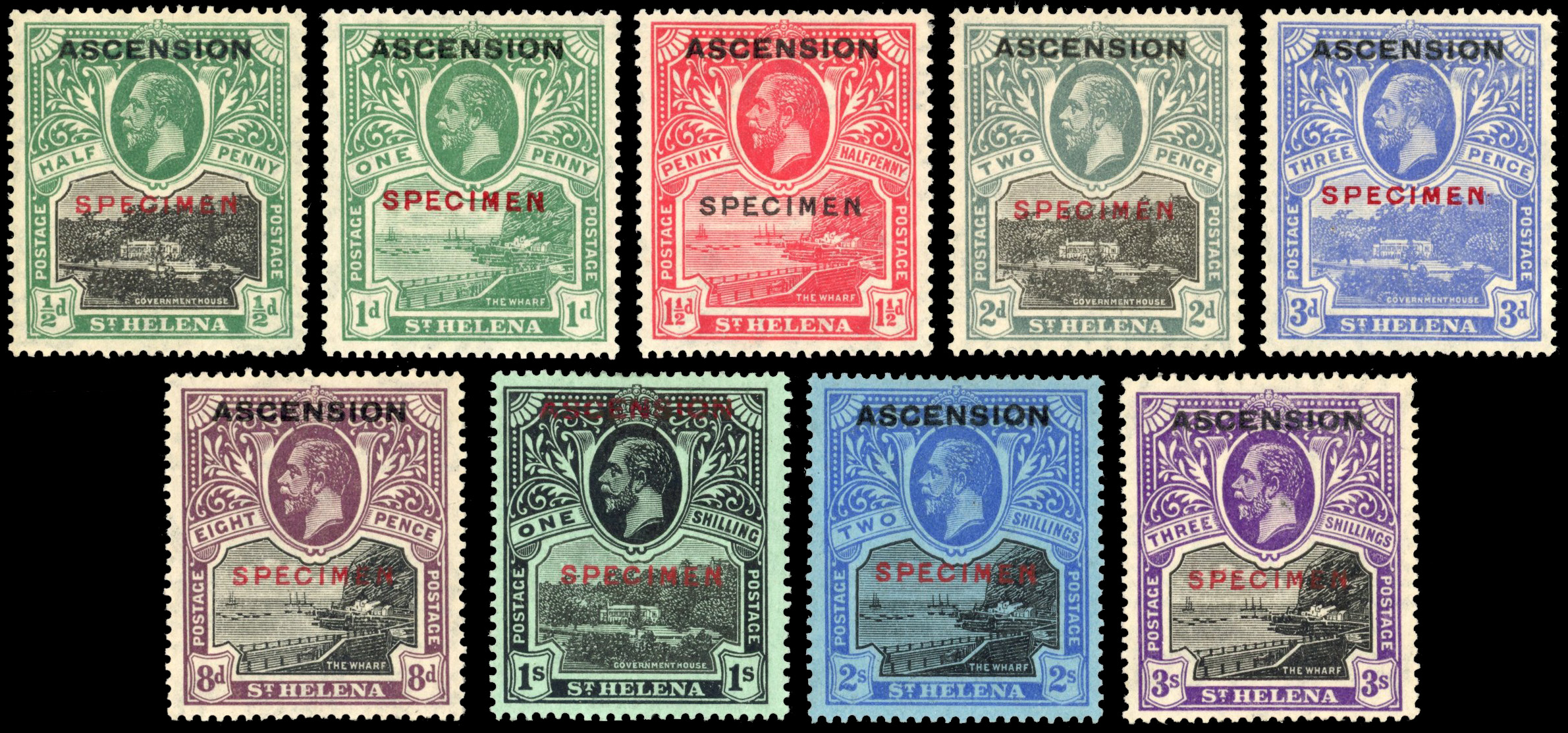 Ascension SG 1s-9s 1922 Specimen set