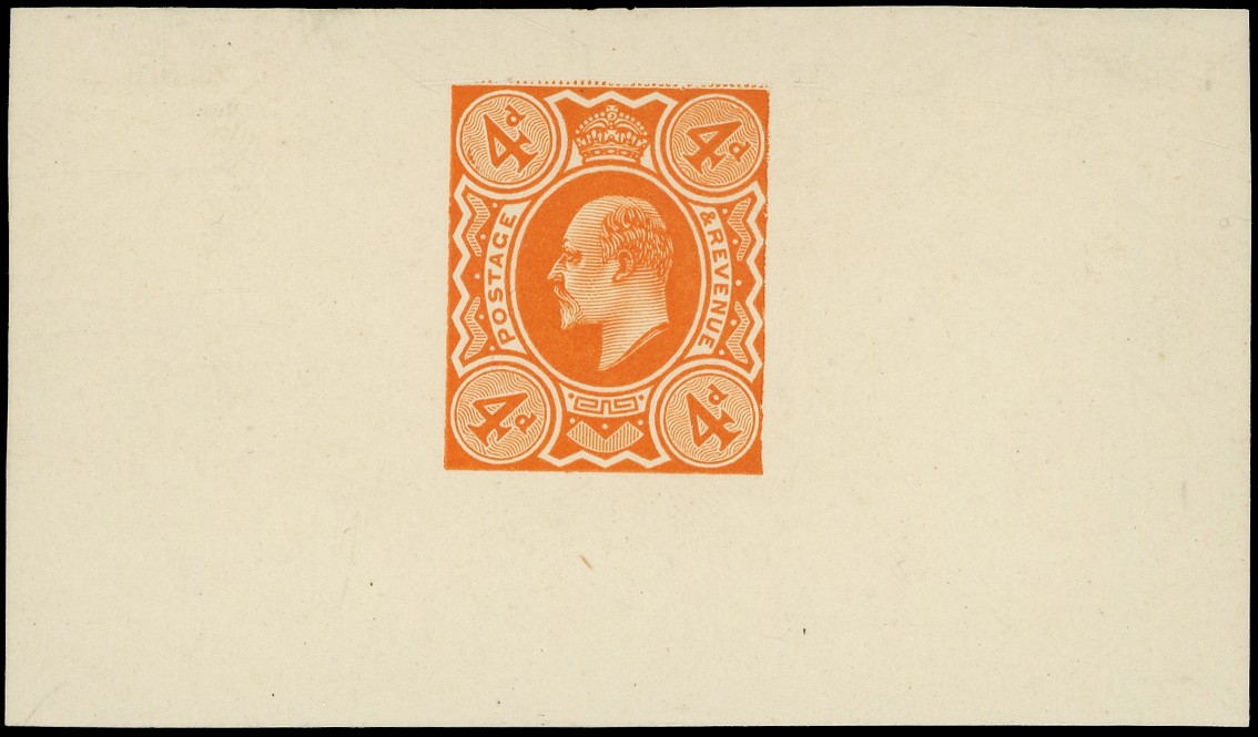 Great Britain 1911 4d Colour trial. Very fine imperforate...