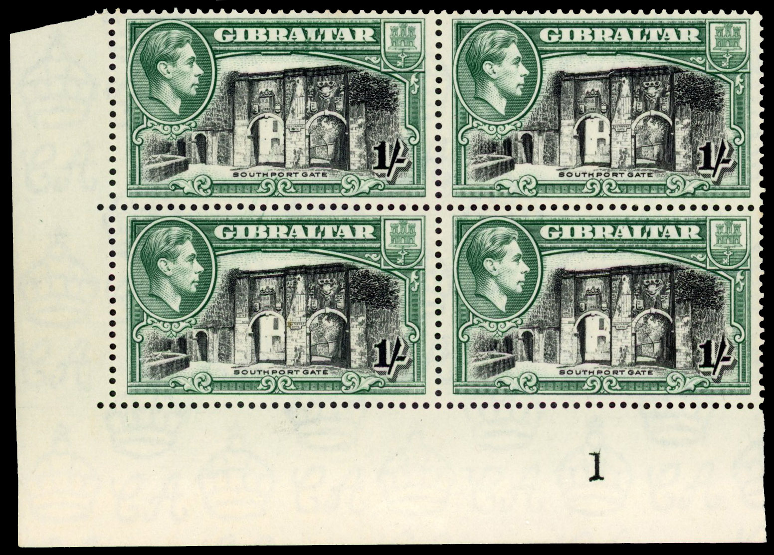 Gibraltar SG 127a Plate block mint