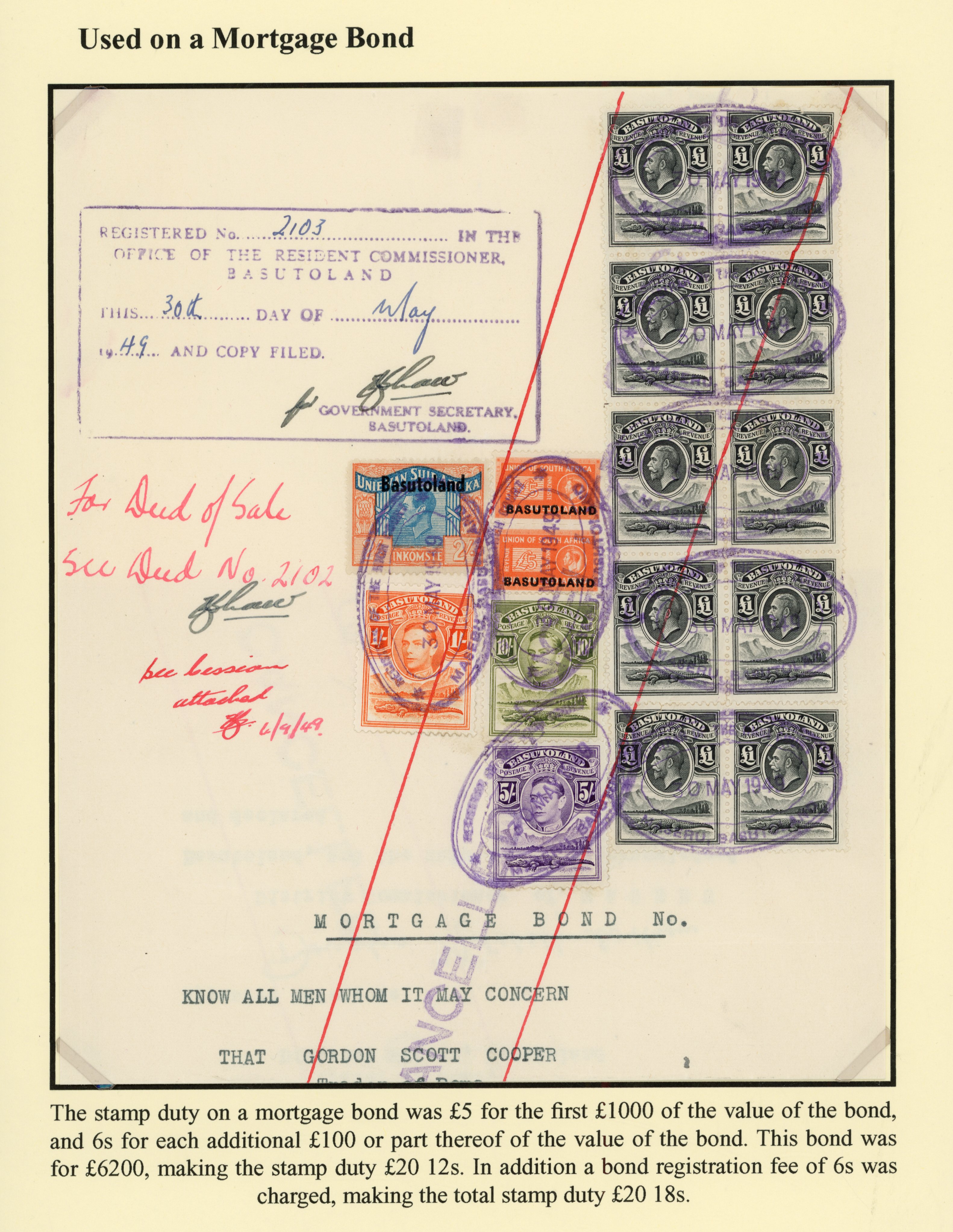 Basutoland Revenue 1949 (30 May) Mortgage Bond