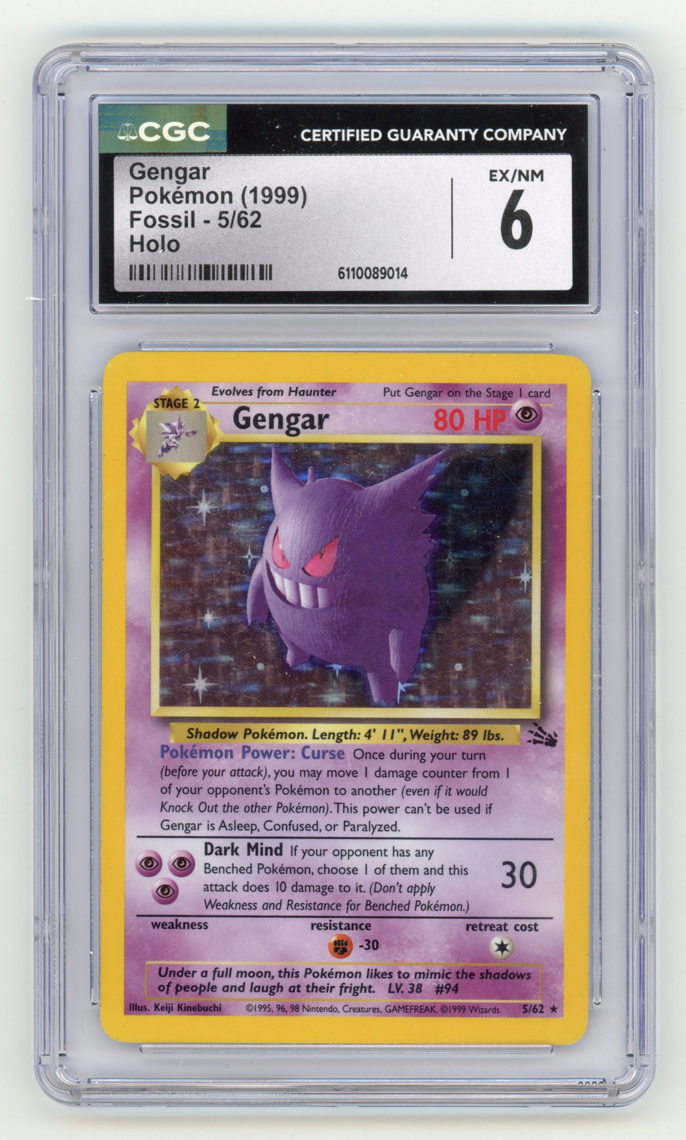 CGC 6 Gengar #5 Holo - Fossil