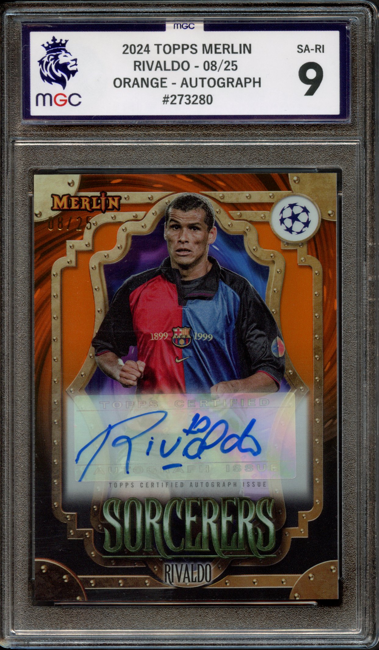 MGC 9 2024 Topps Merlin Rivaldo 08/25 Orange Autograph