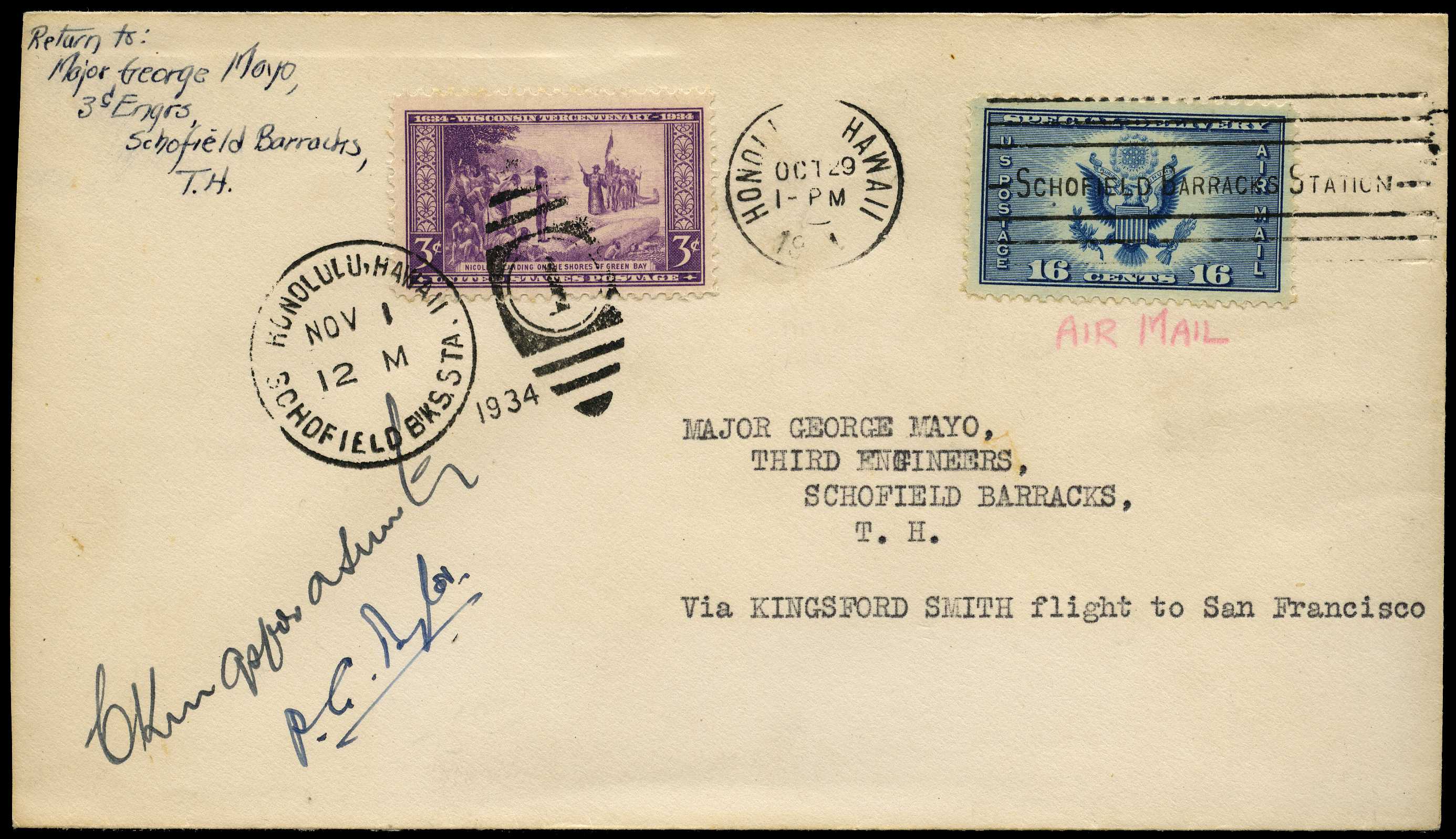 AUSTRALIAN FLIGHT COVERS: 1934 Hawaii to...