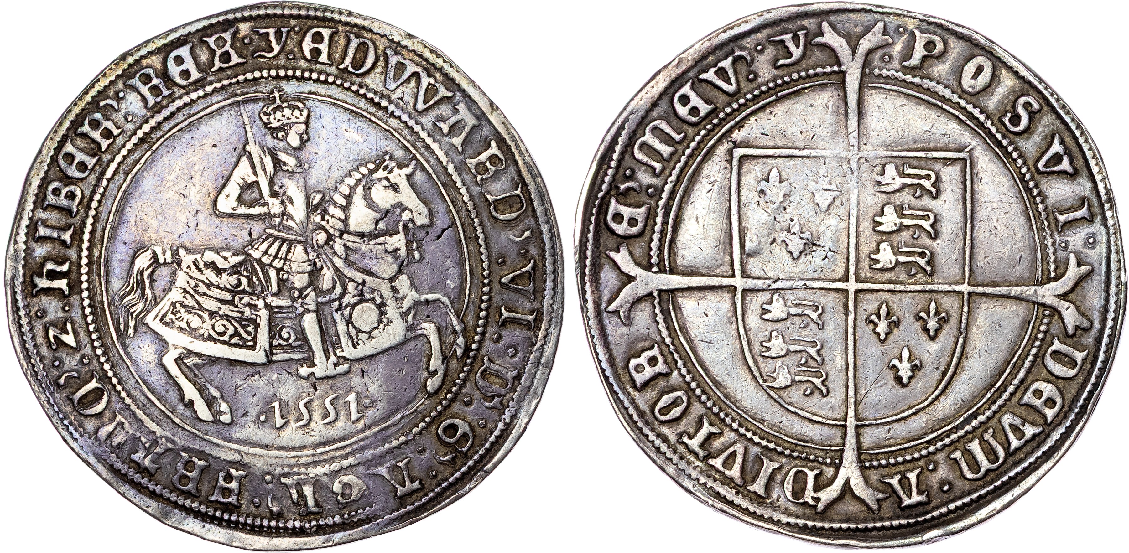 Edward VI (1547‐1553), AR Crown, 1551, Third Period, Fine Silver Issue (1551‐3), mm. Y.