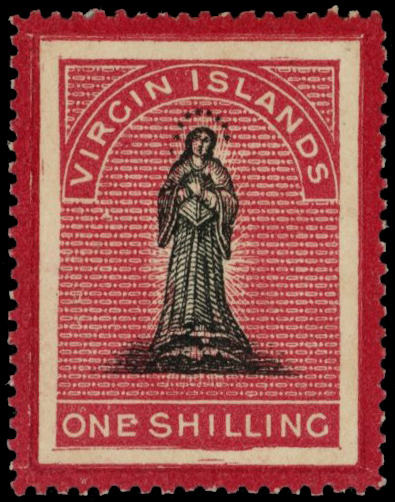 1867 1s black and rose-carmine on white...