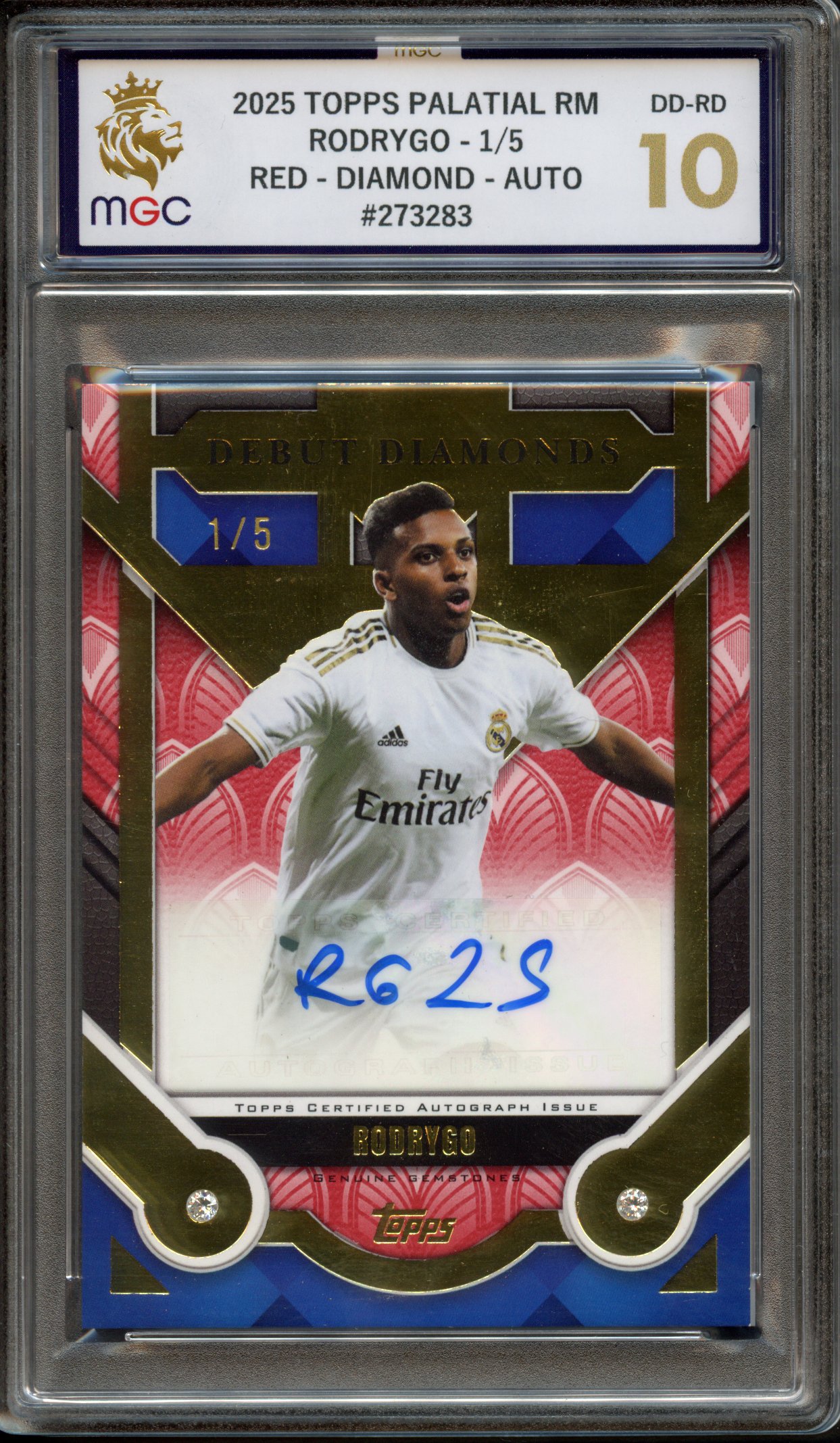 MGC 10 2025 Topps Palatial RM Rodrygo 1/5 Red Diamond Auto