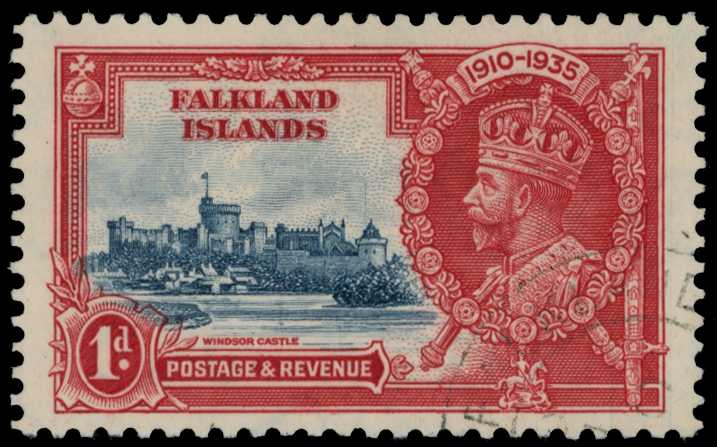 1935 1d deep blue and scarlet Silver...