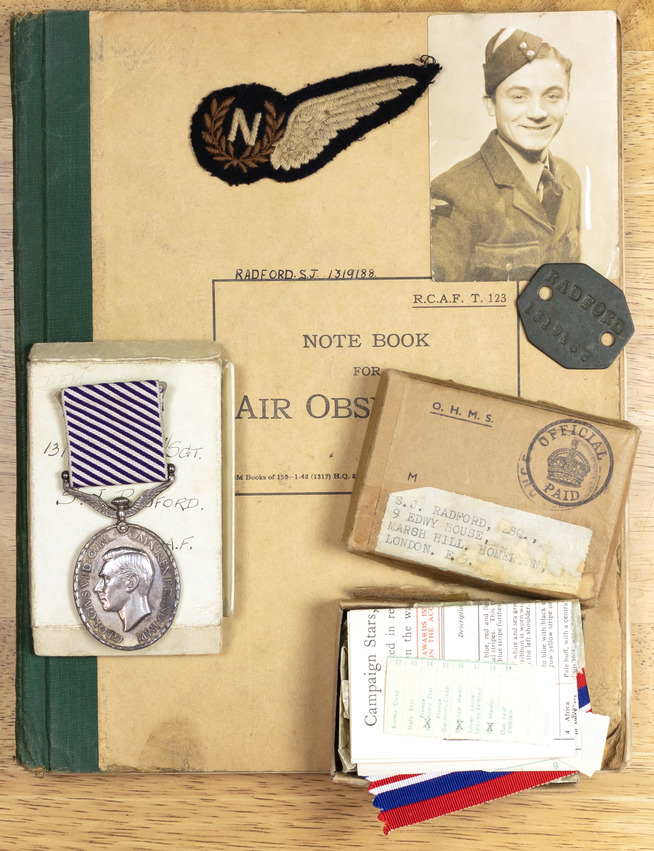 Mosquito, Night Fighter, Navigator’s Distinguished Flying Medal Group of 5 awarded to Flight Sergeant Sidney John Radford