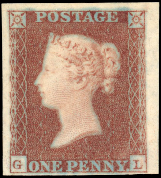 GB 1850 1d red-brown, plate 110 imprimatur