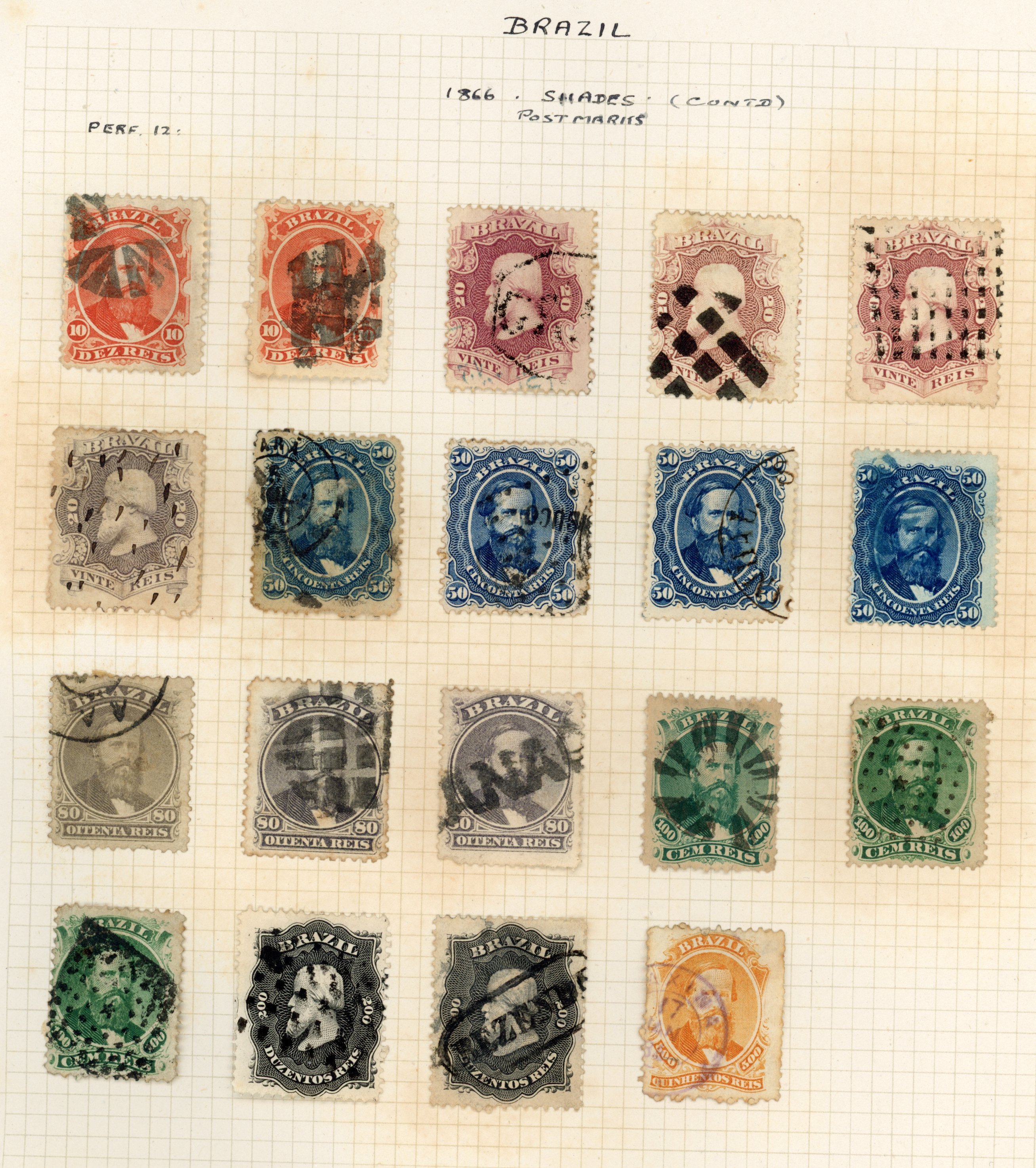 Brazil 1866-79 Dom Pedro collection on pages unused and/or used