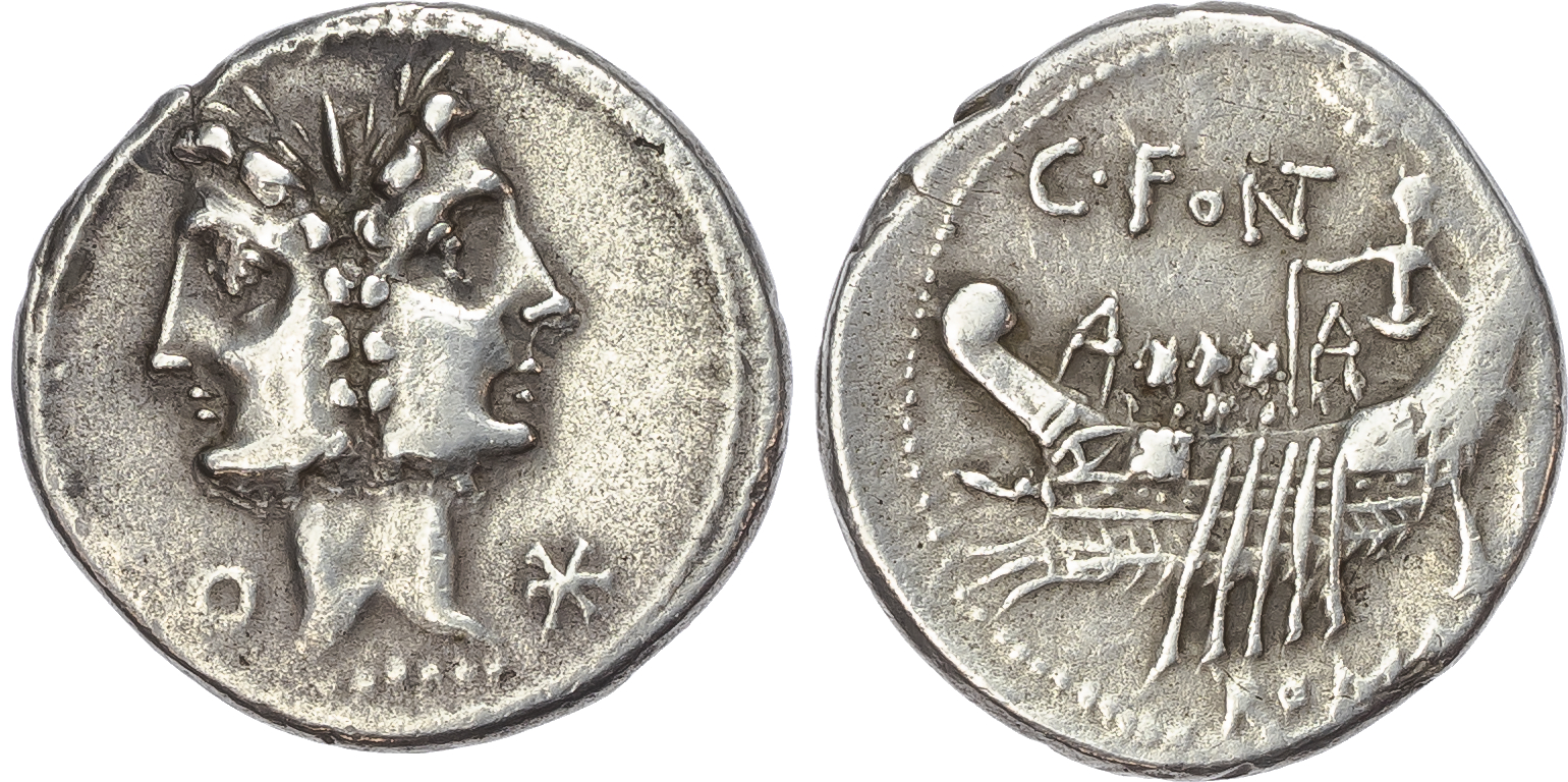 C. Fonteius (114-113 BC) AR Denarius, Rome, 3.76g. 