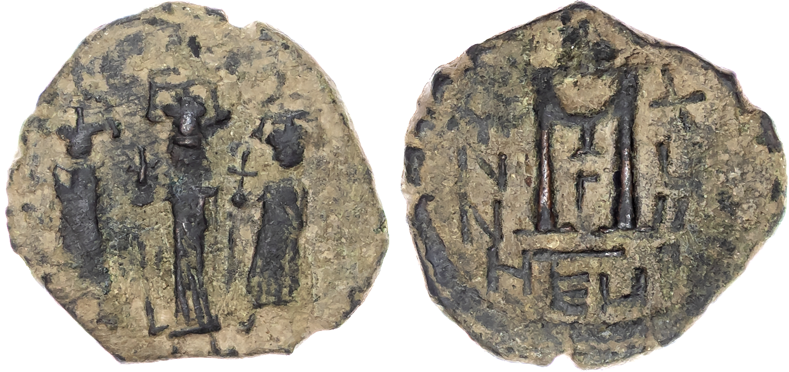 Arab-Byzantine, bronze Fals