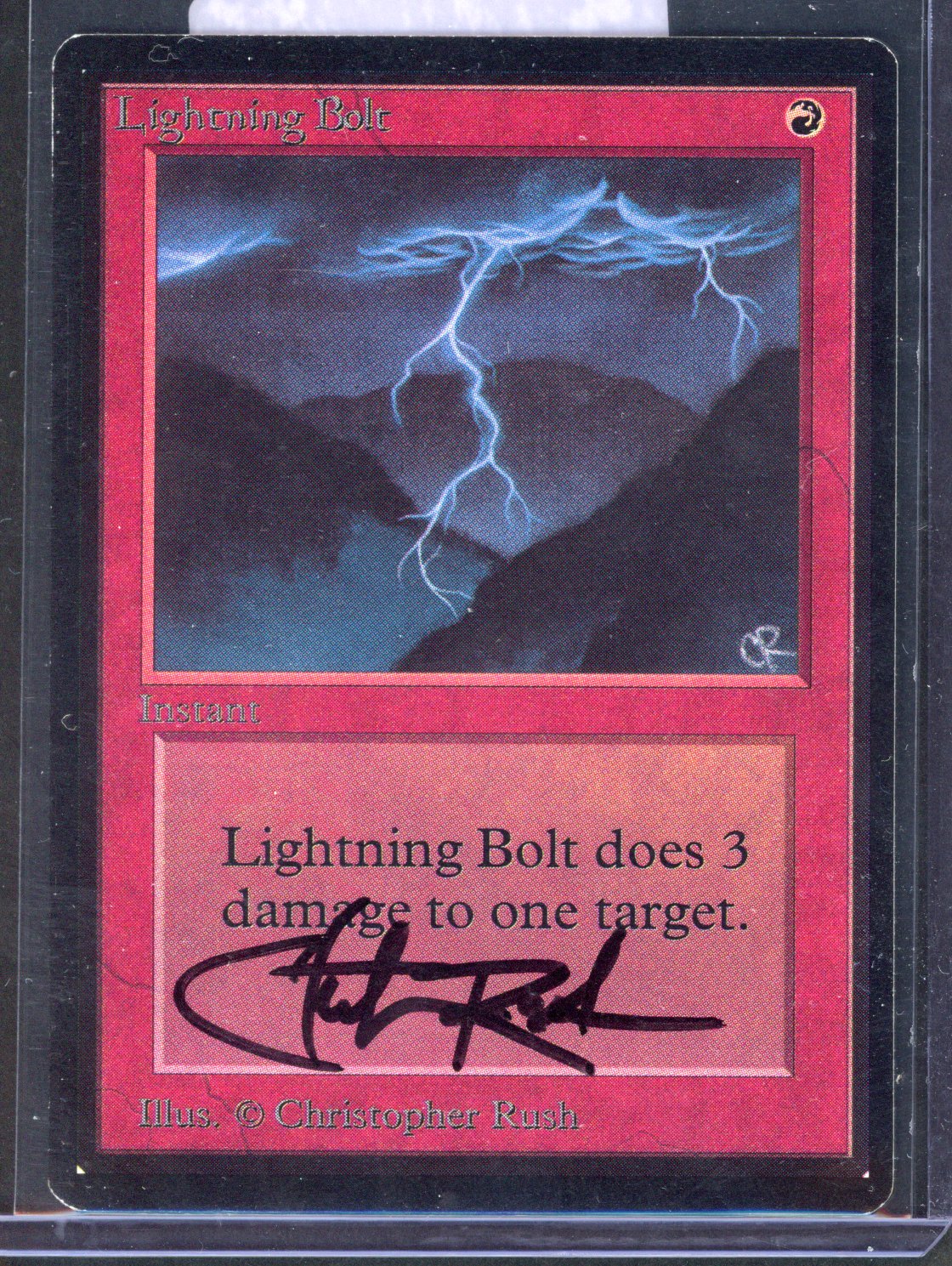 Magic The Gathering - Lightning Bolt - BETA Signed by Christopher Rush