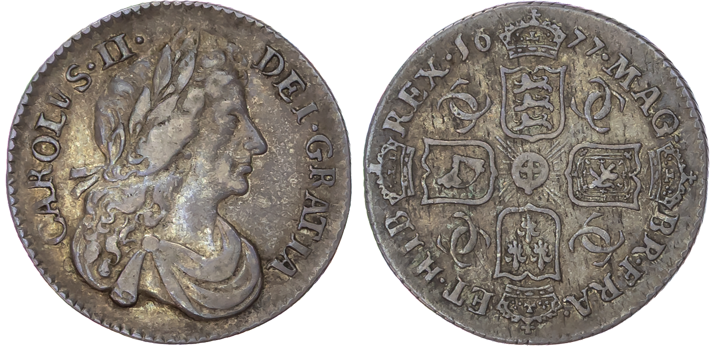 Charles II (1660-1685), AR Sixpence, 1677.