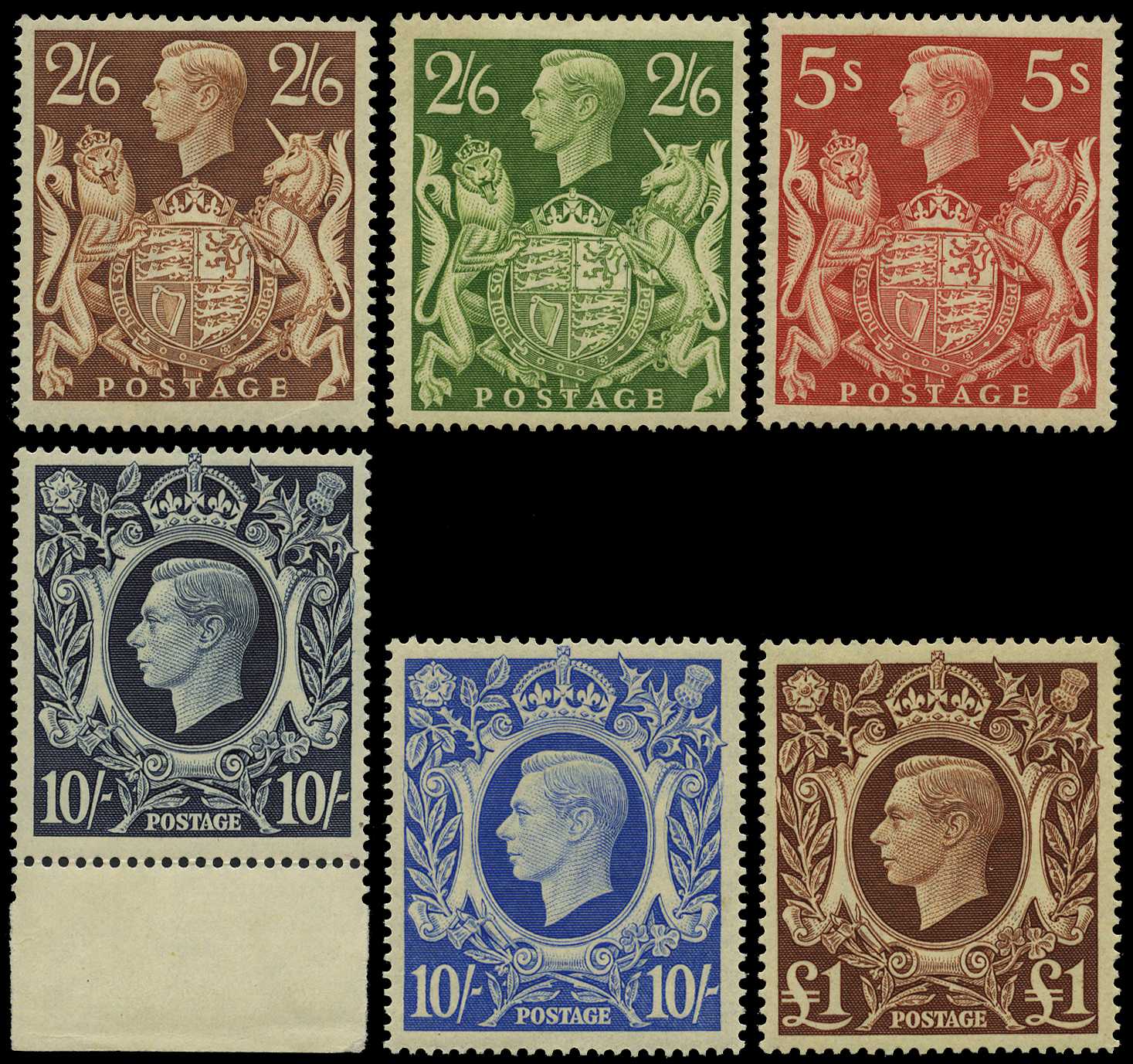 1939-48 high value set of six, unmounted...