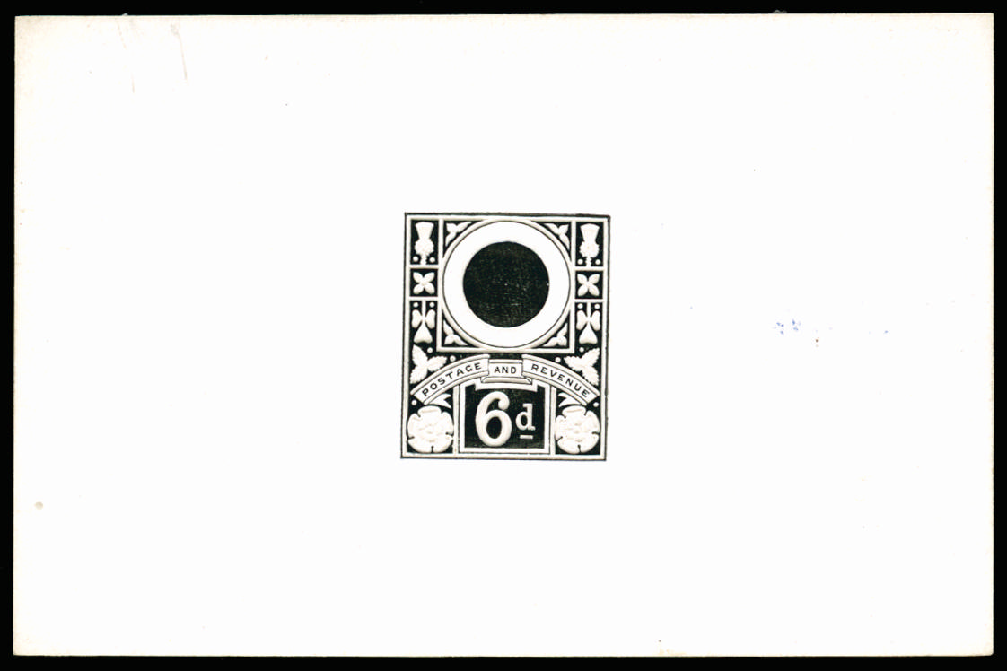 Great Britain 1887 6d "Jubilee" Die proof. Very fine embossed die proof of the Type B unadopted design with head a…