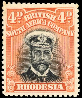 Rhodesia 4d SG 216 position 20 'hockey stick' mint