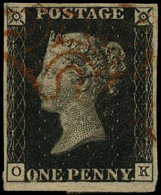 1840 1d black Plate 9 (OK), four close to...