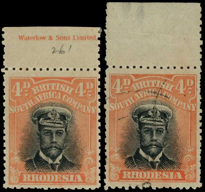 1917-20 4d Head Die IIIA. Top marginal...