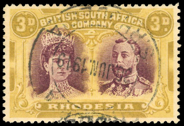 SG 136a 3d maroon and ochre, commercially used