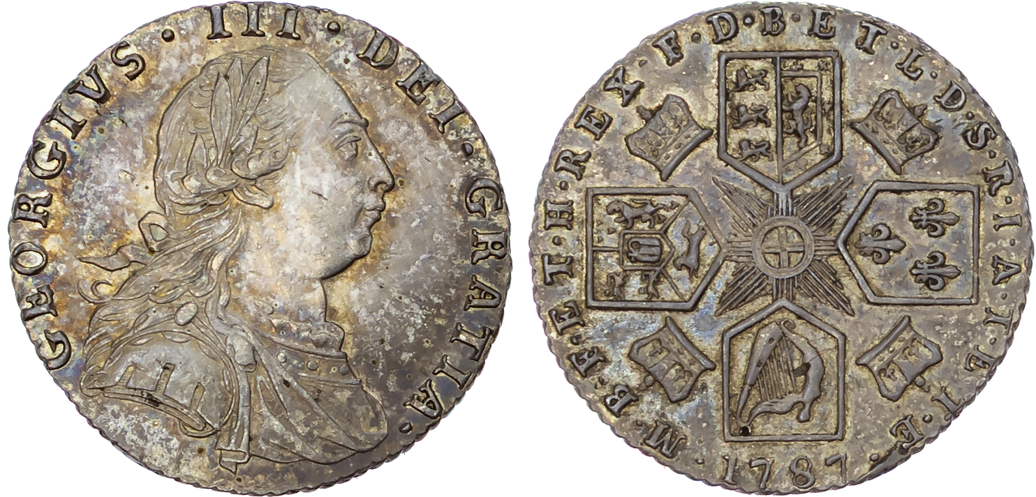 George III (1760-1820), AR Sixpence, 1787, with semée of hearts.