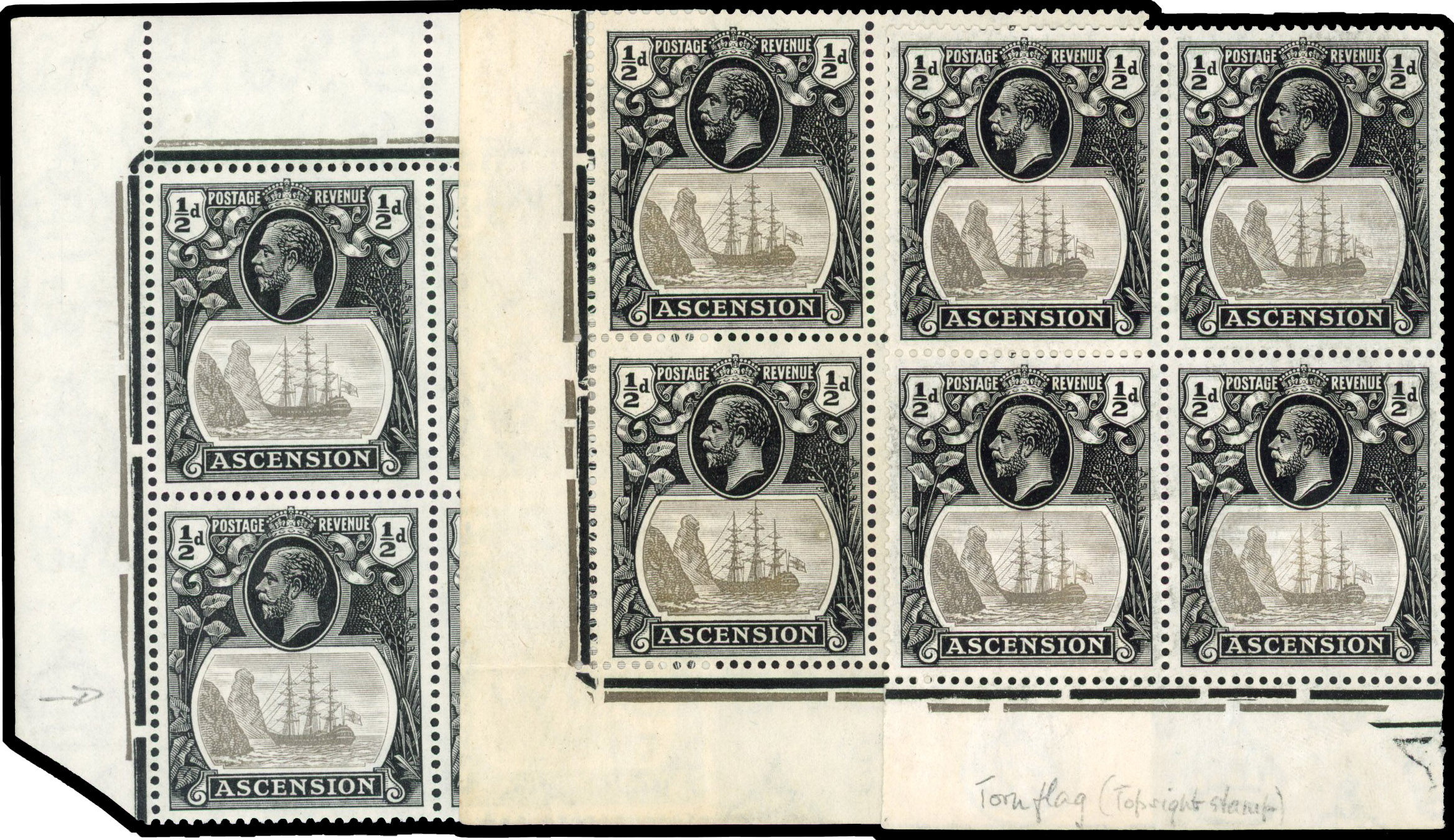 Ascension SG 10a, b, c blocks mint