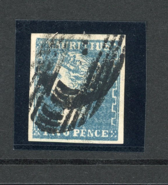 Mauritius 1859 2d blue SG 43a used