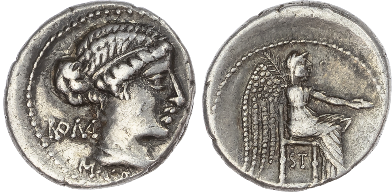M. Cato (89 BC) AR Denarius, Rome, 3.93g. 