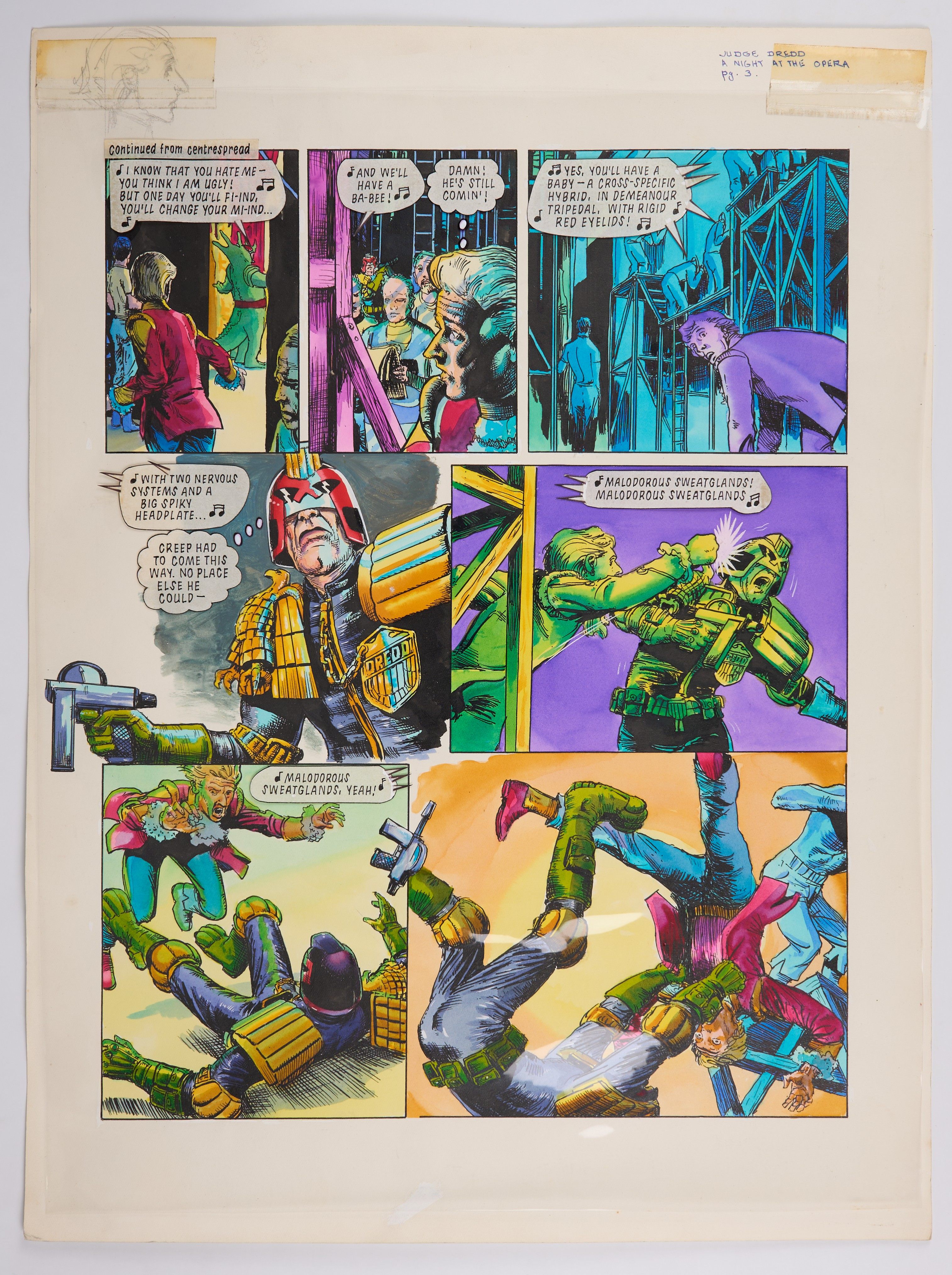John Ridgway 2000 AD Prog #597 Judge Dredd 'Night At The Opera' Story Pages (Fleetway, 1988) Total 2