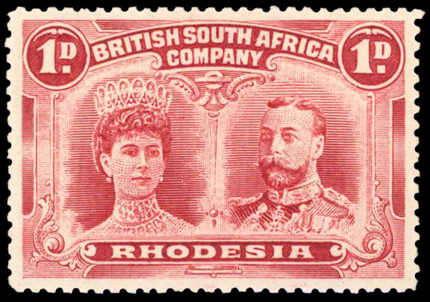 Rhodesia 1910-13 1d bright carmine perf 13½